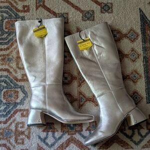 NWOB Sam Edleman Oaklyn Knee High Boots US Wide Calf Women's 9 Silver